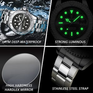 Stylish Stainless Steel Quartz Watch with Luminous Display