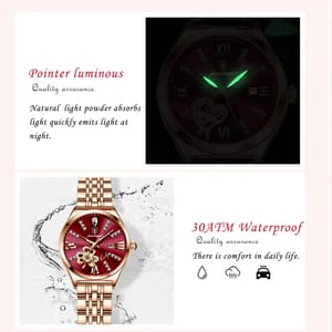Elegant Women's Quartz Watch with Leather Band and Calendar Poedagar - Women's Dress Watches 2