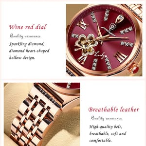 Elegant Women's Quartz Watch with Leather Band and Calendar Poedagar - Women's Dress Watches 3