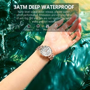 Elegant Stainless Steel Women's Watch with Date and Week Display Poedagar - Women's Dress Watches 2