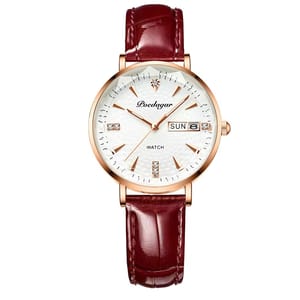 Elegant Ultra-Thin Leather Watch with Luminous Quartz Movement