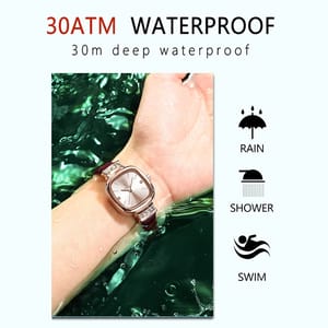 Elegant Square Dial Leather Strap Waterproof Quartz Watch for Women
