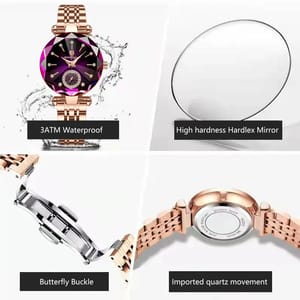 Elegant Stainless Steel Women's Watch with Diamond Accents & Quartz Movement Elegant Stainless Steel Women's Watch with Diamond Accents & Quartz Movement