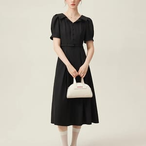 Elegant Origami Lapel A-Line Dress for Formal Occasions Elegant Origami Lapel A-Line Dress for Formal Occasions