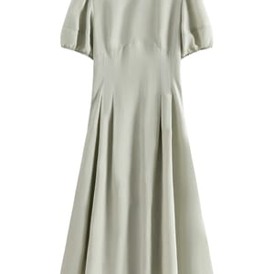 Elegant Round Neck Drawstring Long Dress for Women Summer