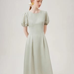Elegant Round Neck Drawstring Long Dress for Women Summer