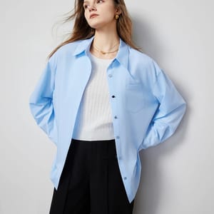 Solid Color Button-Up Blouse for Women Office or Casual