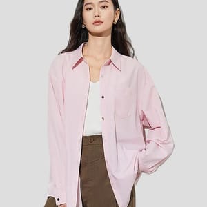 Solid Color Button-Up Blouse for Women Office or Casual