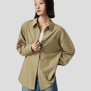 Solid Color Button-Up Blouse for Women Office or Casual
