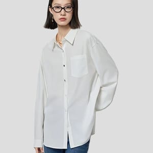 Solid Color Button-Up Blouse for Women Office or Casual