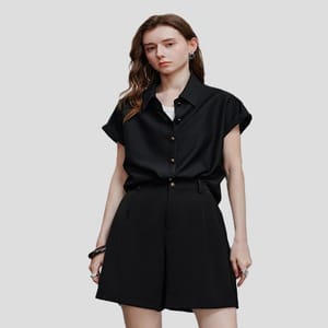 Elegant Puff Sleeve Button-Down Blouse for Women Summer Style Toyouth - Women's Shirts & Blouses