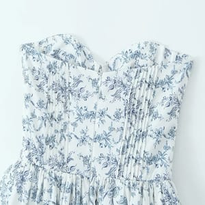 Elegant Floral Strapless Fit-and-Flare Dress for Summer Parties