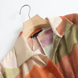 Vintage Print Belted Shirt Dress with Lapel and Sleeves Vintage Print Belted Shirt Dress with Lapel and Sleeves