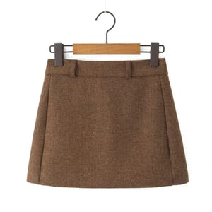 Chic High Waist Wool Blend A-Line Mini Skirt for Women