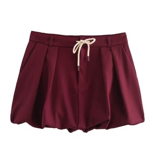 Chic Balloon Mini Skirt with Drawstring and Folded Detail