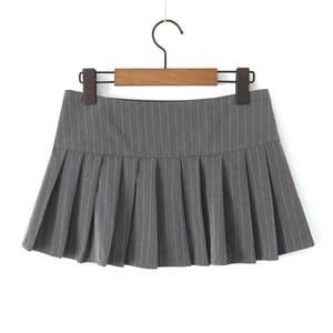Chic Y2K Pinstripe Pleated Mini Skirt with Low Waist Yenkye - Women's Mini Skirts 1