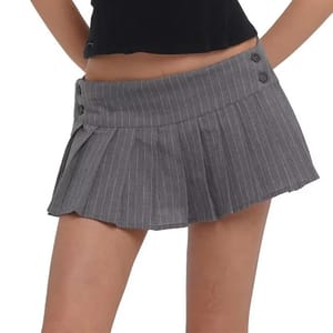 Chic Y2K Pinstripe Pleated Mini Skirt with Low Waist Yenkye - Women's Mini Skirts 4