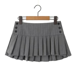 Chic Y2K Pinstripe Pleated Mini Skirt with Low Waist