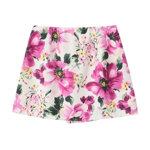 Vintage Boho Floral Mini Skirt with Asymmetrical Hemline