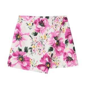Vintage Boho Floral Mini Skirt with Asymmetrical Hemline