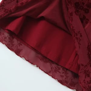 Vintage Flocking Flower Mesh Mini Dress with Flare Sleeves for Women Yenkye - Women's Mini Dresses 4