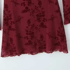 Vintage Flocking Flower Mesh Mini Dress with Flare Sleeves for Women Yenkye - Women's Mini Dresses 5