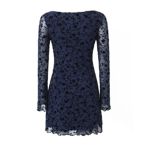 Elegant Autumn Floral Mesh Mini Dress with Long Sleeves Elegant Autumn Floral Mesh Mini Dress with Long Sleeves