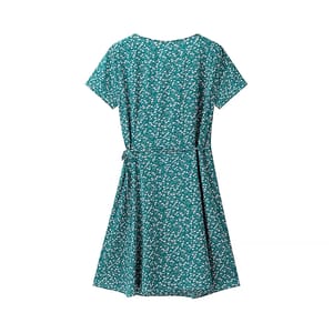 Women's Short Sleeve A-Line Mini Dress with Cross V-Neck