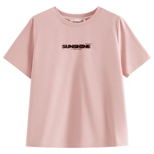 Women's Cotton Round Neck Embroidered Letter T-Shirt