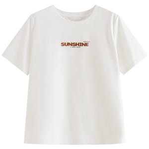 Women's Cotton Round Neck Embroidered Letter T-Shirt