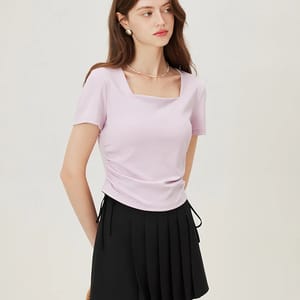 Women's Square Collar Short-Sleeve Elegant Summer T-Shirt
