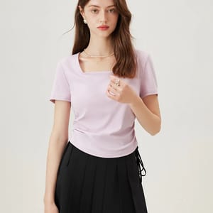 Women's Square Collar Short-Sleeve Elegant Summer T-Shirt