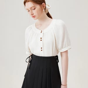 Women's O-Neck Raglan Sleeve Cotton Linen Blouse