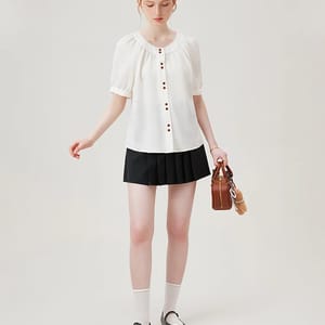 Women's O-Neck Raglan Sleeve Cotton Linen Blouse