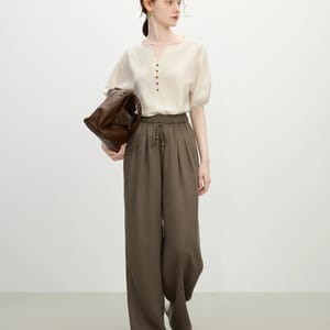 Summer Apricot Essential Minimalist Loose Fit Short-Sleeve Blouse