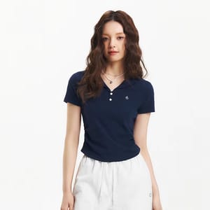 Cropped Slim Fit Polo Shirt with Blazer Collar – Chic Summer Essential