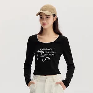 Sweet Bowknot Long Sleeve T-Shirt with Lace – Gentle Autumn Style for Women