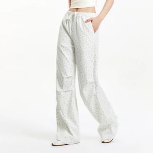 Floral Print Wide-Leg Pants – Sweet Summer Style with Drawstring Waist Semir - Women's Trousers 1