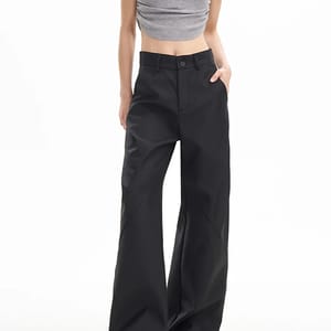 High Waist Wide Leg Black Suit Pants for Women Streetwear Look