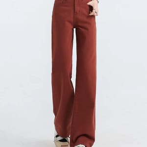 High Waist Straight Leg Cotton Jeans for Women