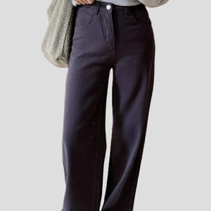 High Quality Purple Straight Jeans for Women Vintage Wide Leg Denim