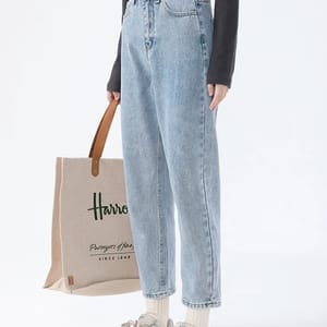 Vintage High Waist Harem Jeans for Women Ankle-Length Streetwear