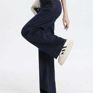 High Waist Wide Leg Straight Jeans for Women Soft Vintage Denim