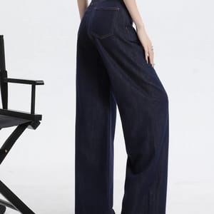 High Waist Wide Leg Straight Jeans for Women Soft Vintage Denim