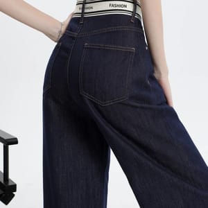 High Waist Wide Leg Straight Jeans for Women Soft Vintage Denim