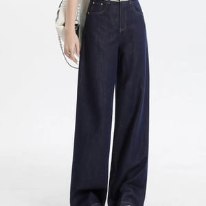 High Waist Wide Leg Straight Jeans for Women Soft Vintage Denim