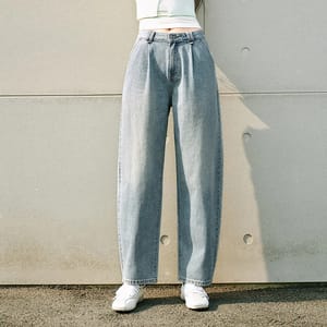 Women's Loose Tapered Banana Jeans Mid Waist Casual Spring Fit