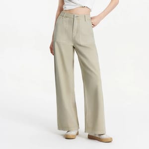 Women's Wide Leg Cargo Denim Pants Casual Cotton Summer Trousers