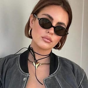 Retro Oval Sunglasses with Rivet Detail and UV Protection Sozo Tu - Women's Round Sunglasses 3