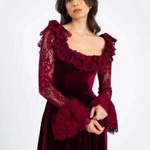 Elegant Lace Mini Dress with Flare Sleeves and High Waist